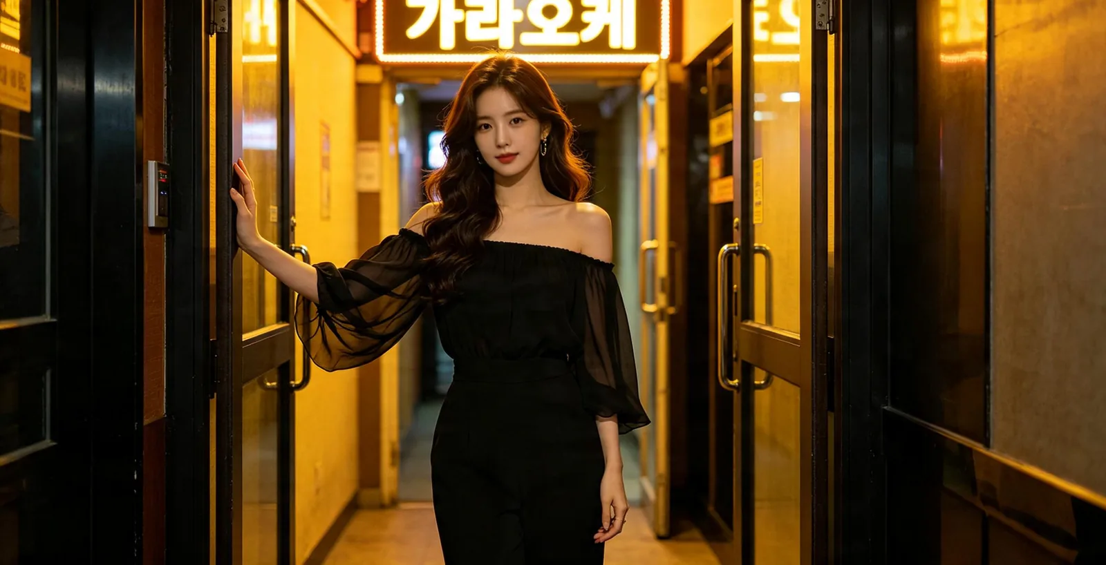 장산역노래방 입구 전경